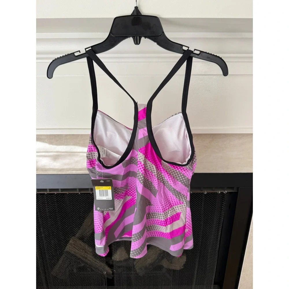 Nike Pink Gray Geometric Print Swim Top Tankini Top Tank Women's‎ Size M NWT